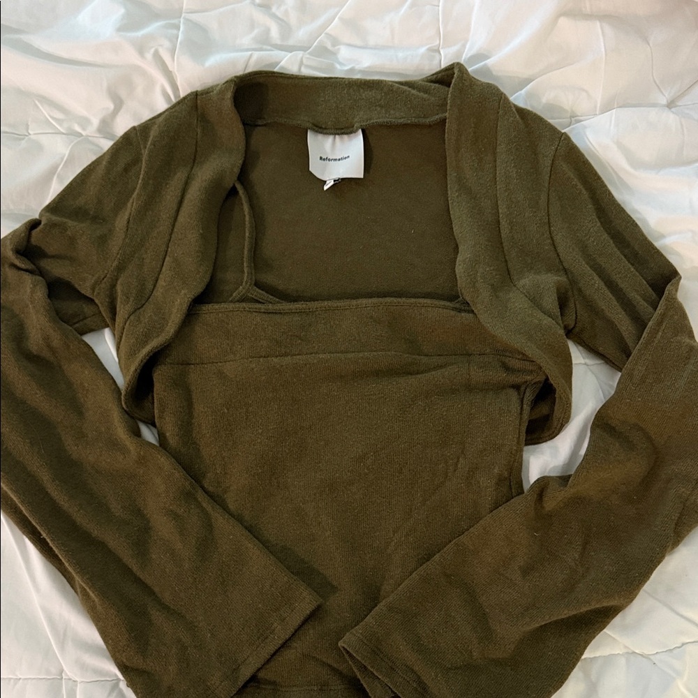 Reformation Chloe Shrug Set - Moss Garden